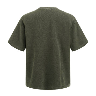 Casual Waffle Fabric Button Neck T-Shirt