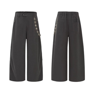 Basic Striped Metal Hook Relaxed Ins Trousers
