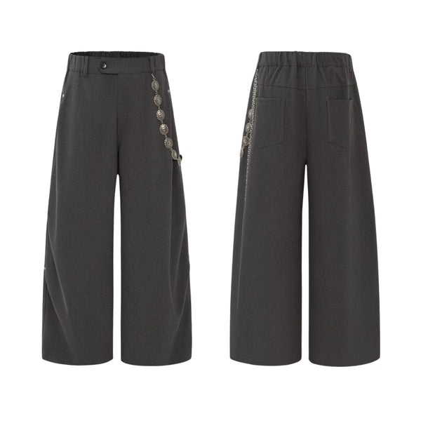 Basic Striped Metal Hook Relaxed Ins Trousers
