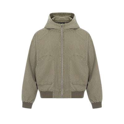 Vintage Washed Hooded Denim Work Jacket for Men