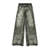 Smoke Rise Raw Hem Wide-Leg Distressed Jeans