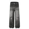 Gradient Fade Knee-Ripped Baggy Jeans