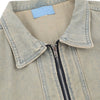 Men's American Retro Loose Zipper Workwear Washed Denim Jacket
