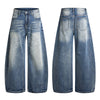 Washed Scythe Silhouette Wide Leg Denim Pants