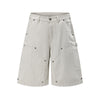 Rivet Detail Baggy Bermuda Cargo Streetwear Denim Pants Shorts