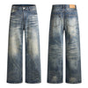 Wash Vintage Whiskered Fluid Flow Wide Leg Denim Jeans
