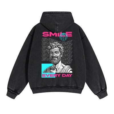 Smile Everyday Greek Statue Urban Double Slider Zip Hoodie-INNBLAC