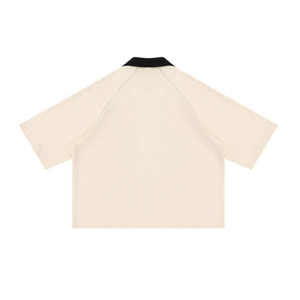 Vintage Washed Colorblock Relaxed Fit Polo T-Shirt
