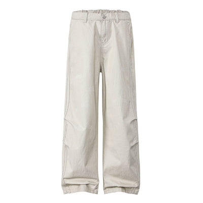 Vintage Striped Corduroy Patchwork Multi-Pocket Relaxed Wide-Leg Cargo Pants