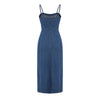 Spaghetti Straps Fitted Denim Midi Dress