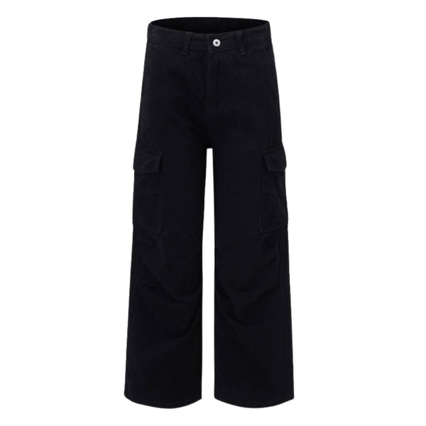 Washed Vintage Distressed High Waist Relaxed Wide Leg Draped Pants
