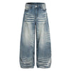 Vintage Slub Wash Curved Leg Denim Jeans