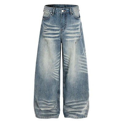 Vintage Slub Wash Curved Leg Denim Jeans