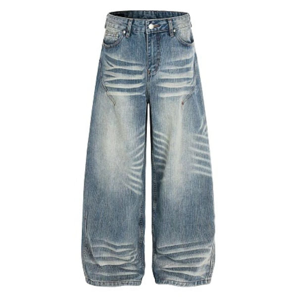 Vintage Slub Wash Curved Leg Denim Jeans