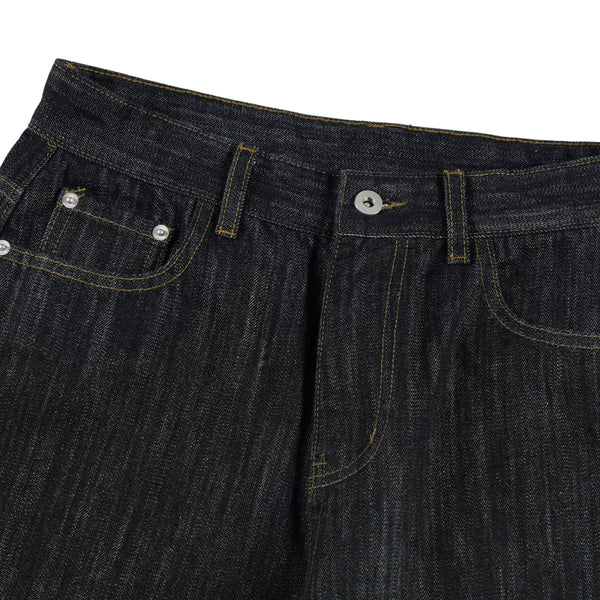 Embroidered Black Washed Baggy Jeans