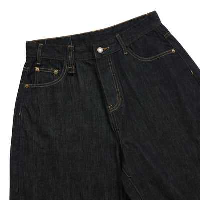 Raw Loose Straight-Leg Bermuda Washed Denim Shorts