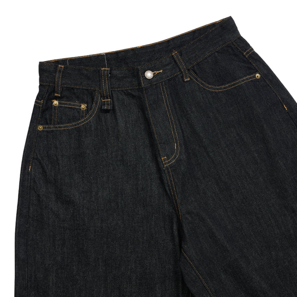 Raw Loose Straight-Leg Bermuda Washed Denim Shorts