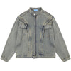 Retro Washed Distressed Stand Collar Hip-hop Short Denim Men's Jacket