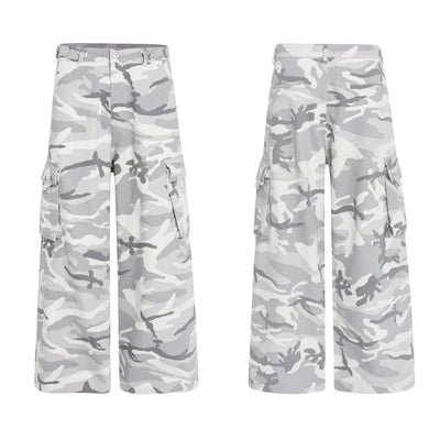 Camouflage Patchwork Multi Pocket Relaxed Cargo Pants