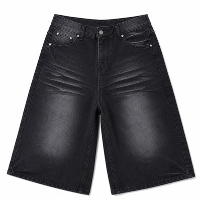 Vintage Wash Wide Leg Denim Shorts