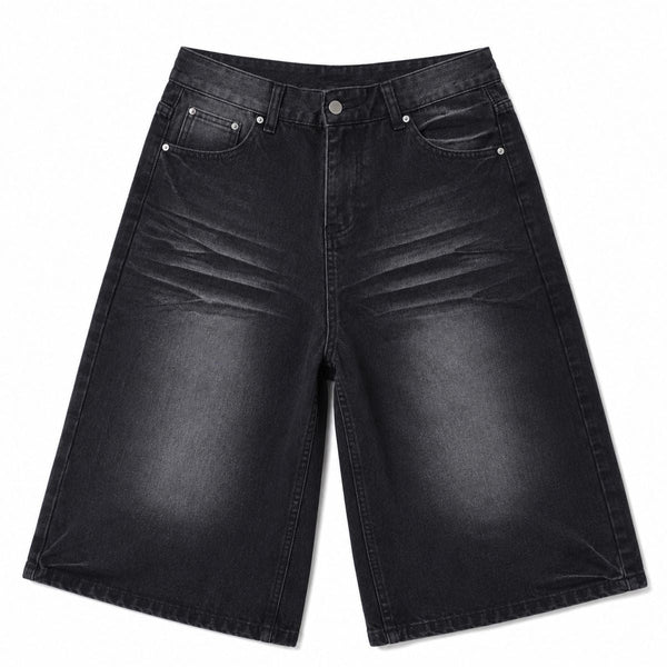 Vintage Wash Wide Leg Denim Shorts