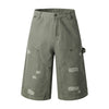 Vintage Washed Distressed Utility Bermuda Shorts