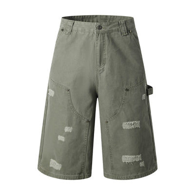 Vintage Washed Distressed Utility Bermuda Shorts