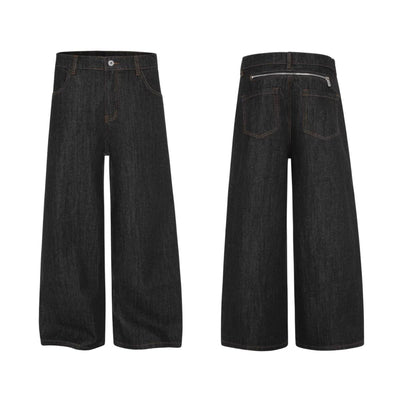 Washed Distressed Wide Leg Denim Jeans