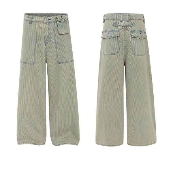 Vintage Patchwork Appliqué Wide-Leg Curved Barrel Jeans
