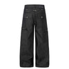 Raw Black Wide Leg Jeans with Utility Flap Pocket Detail