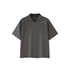 Vintage Snow Washed Waffle Knit V-Neck Polo Tee