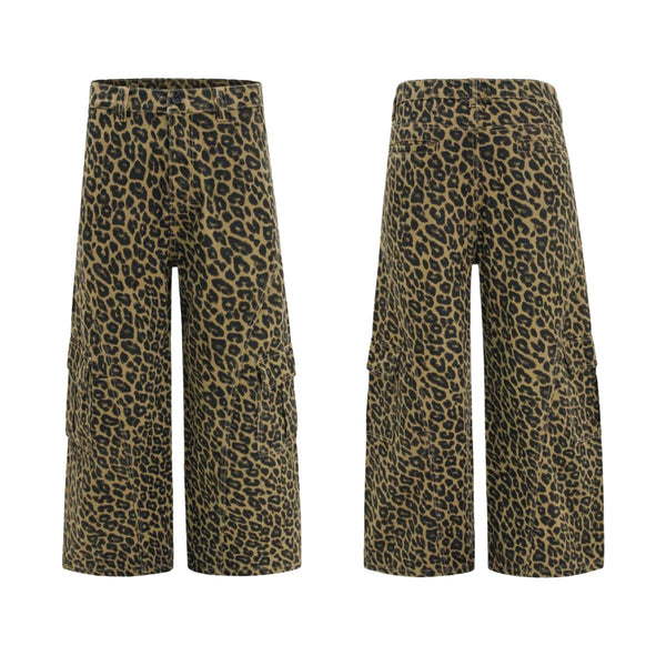 Leopard Print Patchwork Relaxed Wide-Leg Lounge Pants