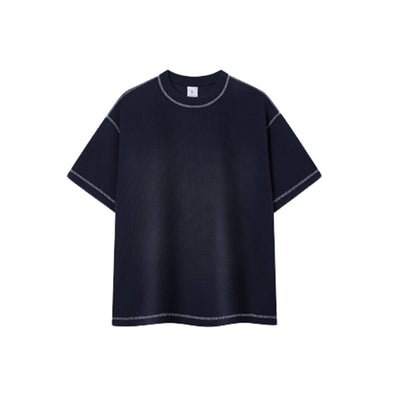 Vintage Waffle Knit Contrast Stitch Oversized T-Shirt