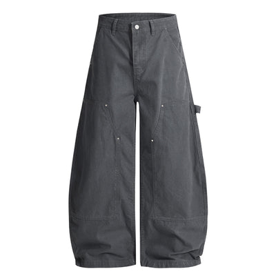 Curved Seam Cargo Loose Fit Pants