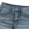 Vintage Washed Crease Effect Wide Leg Baggy Denim Jeans