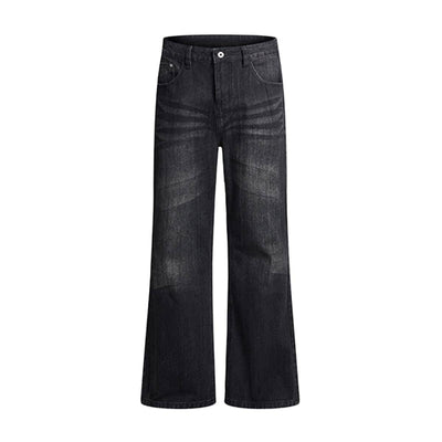 Gradient Washed High Rise Curved Leg Loose Wide Leg Denim Jeans