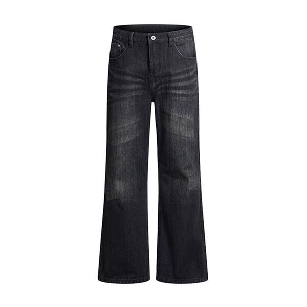 Gradient Washed High Rise Curved Leg Loose Wide Leg Denim Jeans