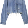 Raw Hem Cropped Ripped Denim Jacket
