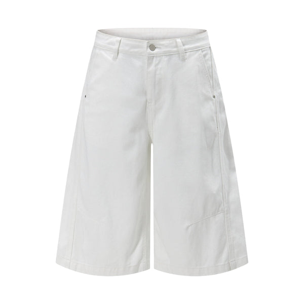 Vintage Washed Cleanfit Straight Cut Wide Leg Denim Shorts