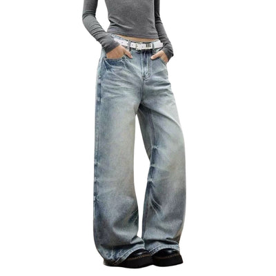 Vintage Washed Wide Leg Bootcut Denim Jeans