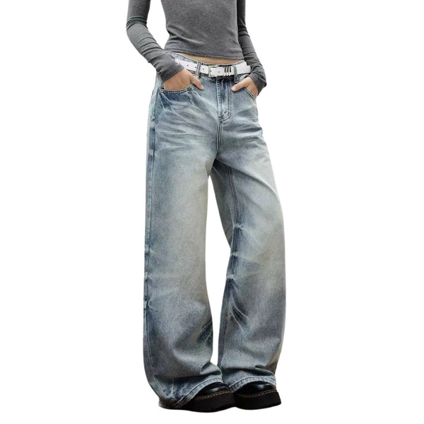 Vintage Washed Wide Leg Bootcut Denim Jeans