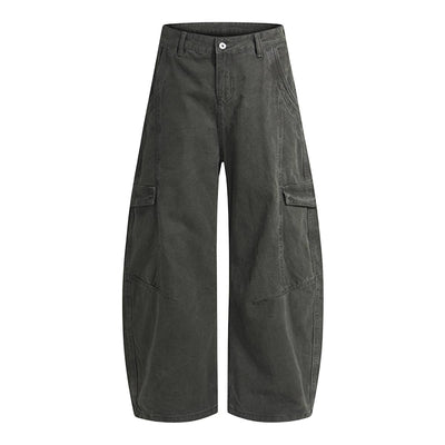 Minimal Washed Solid Wide Leg Barrel Pants