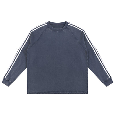Contrast-Strap Sleeves Cotton Sweatshirt