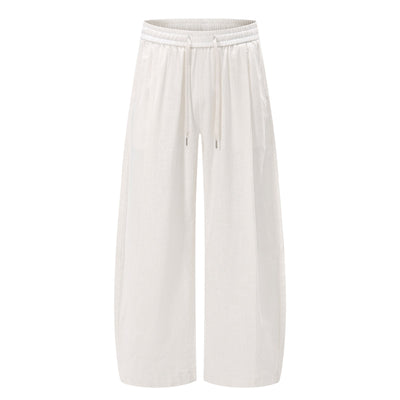 Solid Tint Linen-Blend Barrel Pants