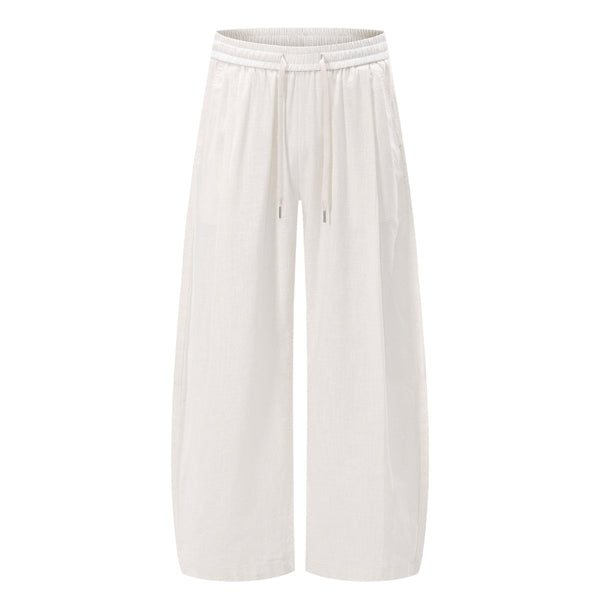 Solid Tint Linen-Blend Barrel Pants