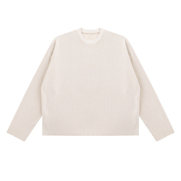 Heavyweight Washed Waffle Cotton Long Sleeve Tee 340G