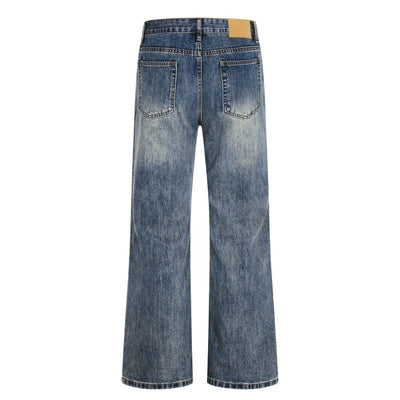 Men's Mid-Rise Straight-Leg Washed Denim Pants – Vintage Casual