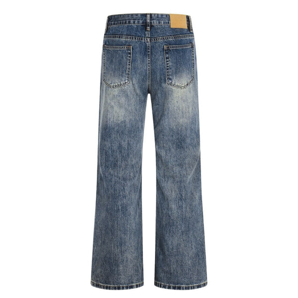 Men's Mid-Rise Straight-Leg Washed Denim Pants – Vintage Casual