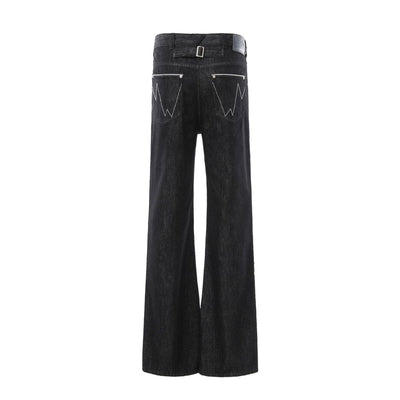 Street Deconstructed Embroidered Slim Flare Jeans