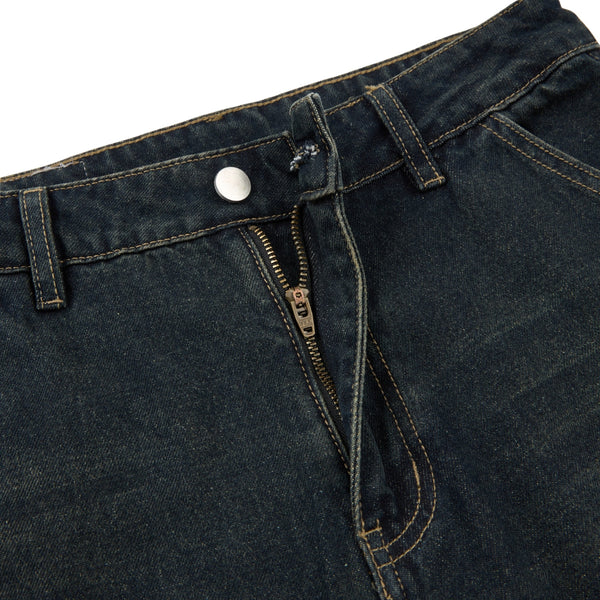 Washed Structured Heavy-Duty Straight-Leg Carpenter Jeans